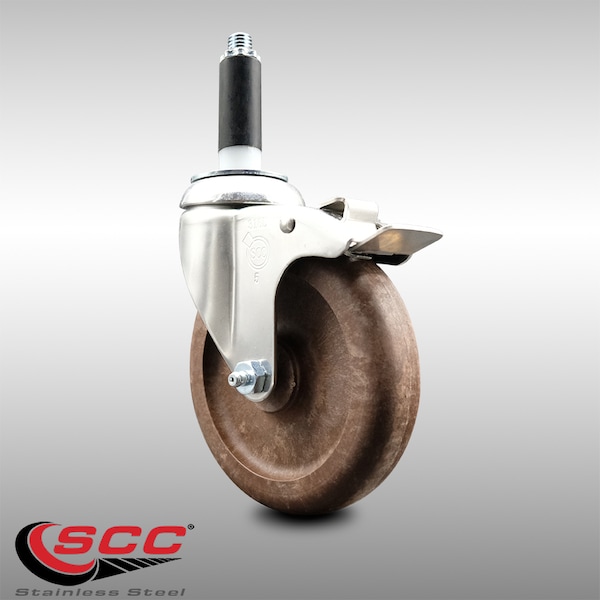 Service Caster 5 Inch 316SS High Temp Glass Filled Nylon 3/4 Inch Stem Caster Lock Brake SCC SCC-SS316TTLEX20S514-GFNSHT-34 - main